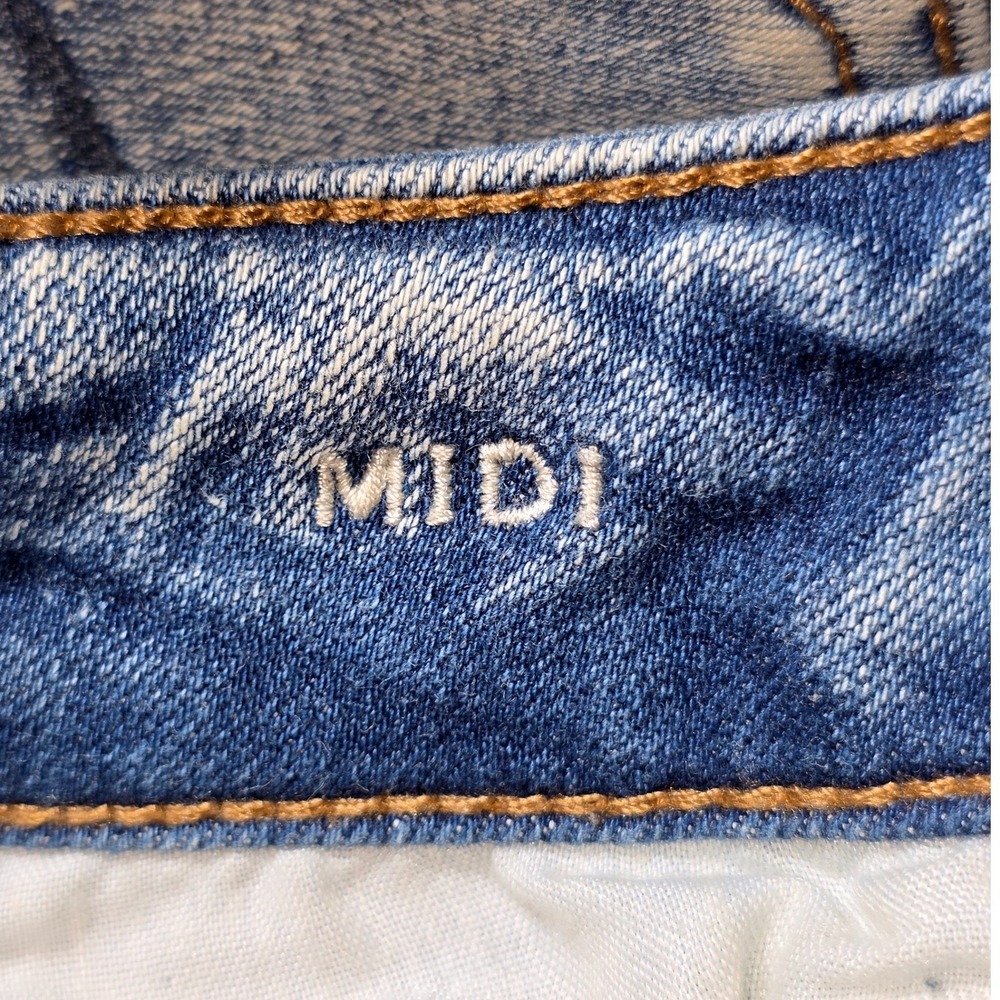 American Eagle Midi Denim Shorts Womens 00 Blue Good Distressed Lace Next Level - Picture 7 of 10